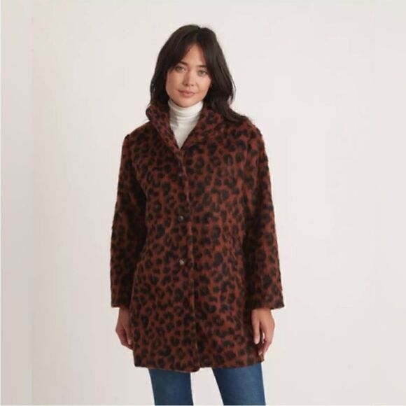 NWT MARINE LAYER Stephanie Cocoon Coat in Cheetah Size M - Picture 1 of 12